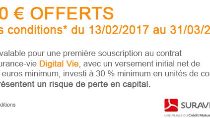 Digital Vie : 100â‚¬ offerts à la souscription jusqu'au 31 mars 2017