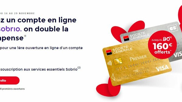 Société Générale : jusqu'à 160€ offerts à saisir avant le 29 novembre 2020