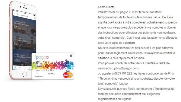Néobanque : Ipagoo, interruption momentanée de service, licence suspendue, défaut de fonds propres