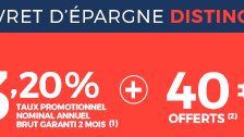 Livret épargne DISTINGO à 3.20% + 40â‚¬ offerts, dernier jour pour en bénéficier !