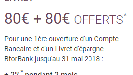 BforBank : 160â‚¬ offerts jusqu'au 31 mai 2018